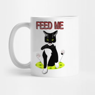 Cute Tuxedo Cat Hungry cat Feed Me Copyright by TeAnne Mug